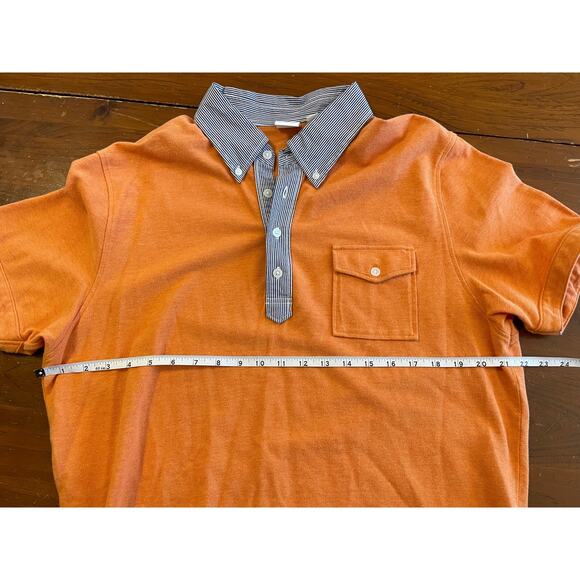 UNIQLO Michael Bastian XL Mens Polo Shirt All Cotton Contrast Collar Orange Blue - Picture 7 of 9